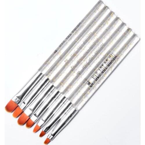 7pcs Nail Brush Acrylic Nail Brush Crystal Transparent Pen Holder Light Therapy Nail Brush Manicure Brushes Sets nails art