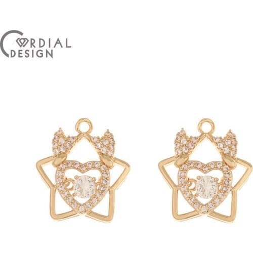 Cordial Design 30Pcs 17*19MM Jewelry Accessories/Hand Made/CZ Charms/Heart Shape/Earring Findings/DIY Jewelry Making/Pendant