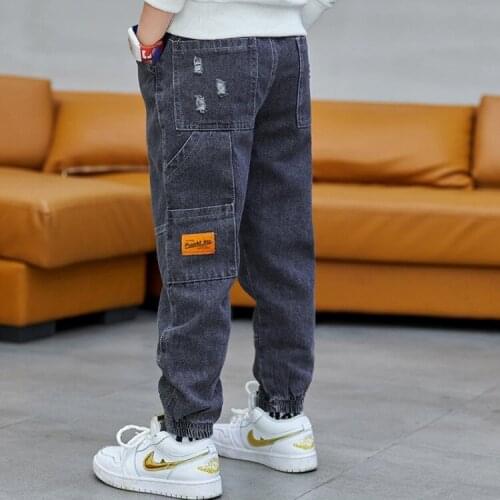 Childrens Wear Boys' Jeans Spring and Autumn 2021 New Boys' Casual Loose Pants Teenage Girls Clothing Hot Pants
