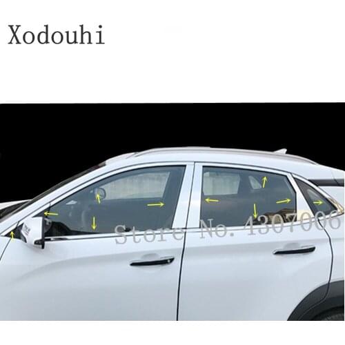 For Hyundai Kona Encino Kauai 2017 2018 2019 2020 Car Styling Stainless Steel Glass Window Garnish Pillar Middle Column Trim