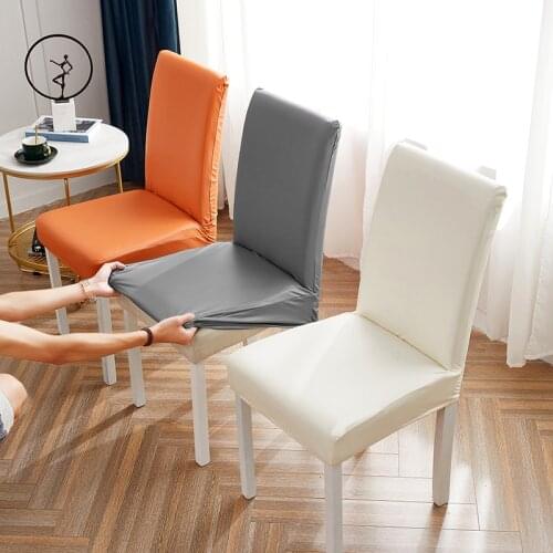 PU Leather Dining Chair Cover Universal Elastic Backrest Chair Seat Cover Anti-scratch Home Living Room Office Chair Covers 1PCS