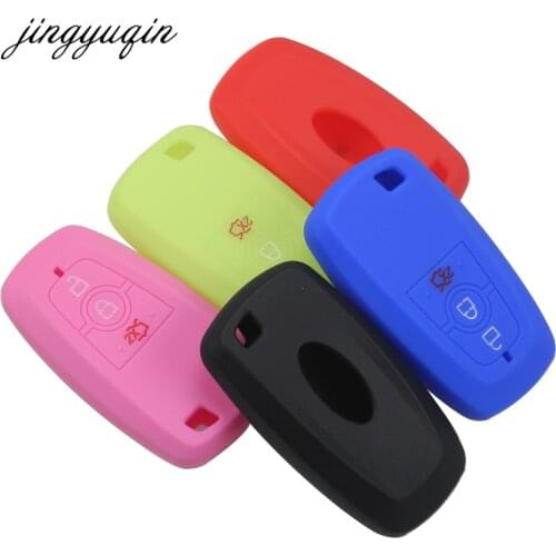 Jingyuqin 10pcs/lot Silicone Cover for Ford Mondeo 2017 3 Buttons Remote Car Flip folding key Fob Case