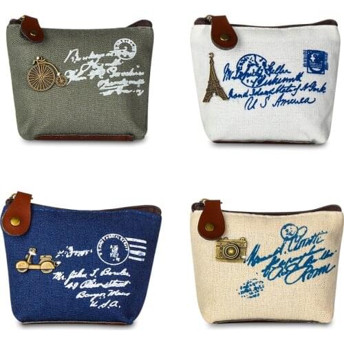 Classic Cute Canvas Coin Purse Mini Convenient Card Holder Pouch Zipper Key Bag Classic Retro Clutch Wallet Accessories