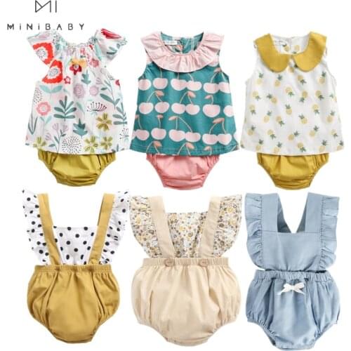 INS baby Clothing Summer Casual Baby Girls Sleeveless Floral 100% Cotton Bodysuit Infant Jumpsuit baby girl clothes Outfits