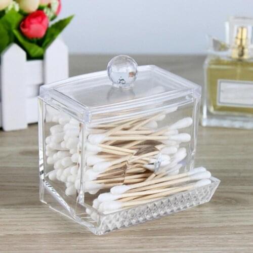Cotton Swab Box Cotton Storage Box with Lid Dustproof Household Portable Transparent Acrylic Multifunctional Cotton Box for Home