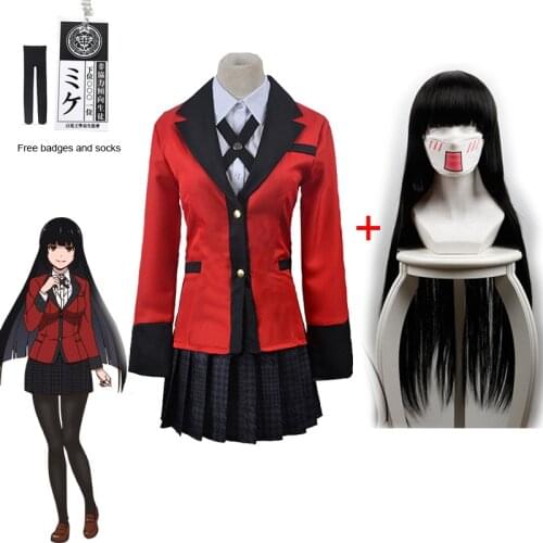 Anime Jabami Yumeko Cosplay Kakegurui Compulsive Gambler Yumeko Jabami Cosplay Costume Wigs Halloween costumes for women
