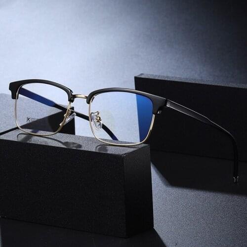 Prescription Mirror Fashion TR Large Frame Mirror Finished Flat Mirror Mens Ultra-Light Casual Anti-Blue Light Myopia Ladies