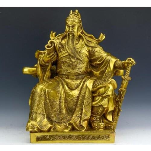 MOEHOMESArt collection Chinese home Decorated Brass Carved Guangong Sculpture /metal handicraft