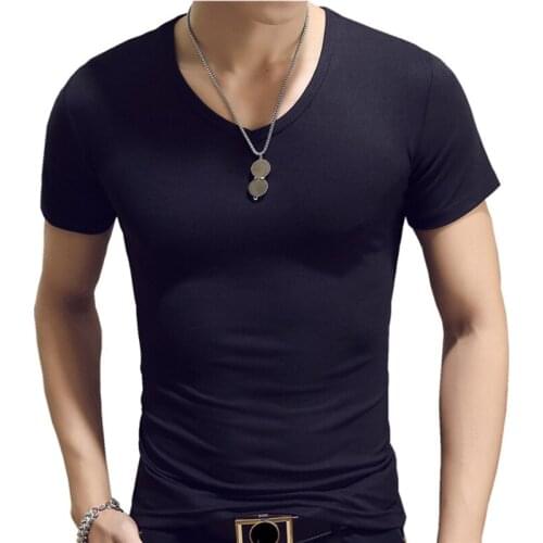 MRMT 2021 Brand Pure Black Mens T-Shirt Cotton Short Sleeved V-Neck Men T Shirt Solid Color Fitness Tee Tshirts For Male
