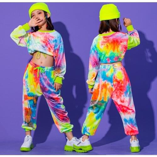 Hip Hop Clothing Multicolor Sweatshirt Causal Pants For Girls Jazz Ballroom Dancing Clothes Stage Outfits Rave Clothes
