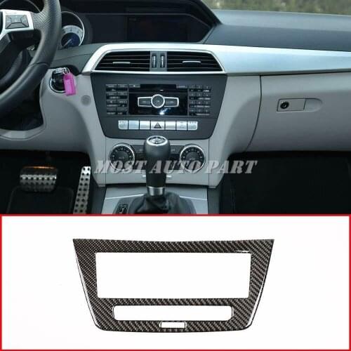 Carbon Fiber Interior Console Panel Cover Trim For Mercedes Benz C Class W204 2011-2013 1pcs Car Decoration Car Trim