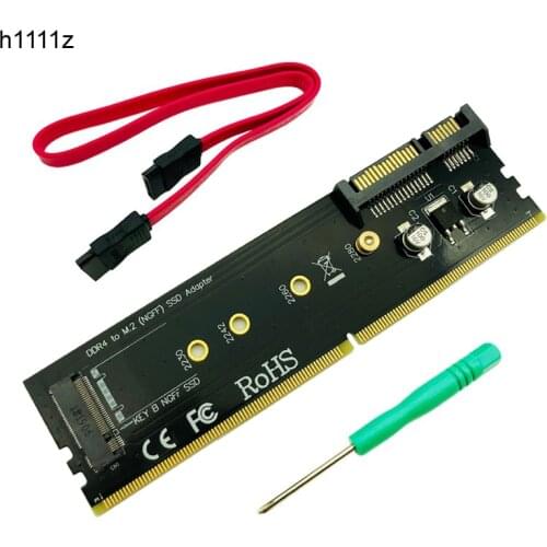 DDR4 to M.2 SATA Adapter Riser Memory DDR4 DIMM to M.2 NGFF SSD B Key 15Pin Power 7pin SATA Port to Motherboard 2230-2280 M2 SSD