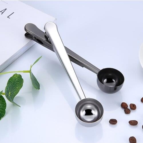 Coffee Scoop Bag Clip Stainless Steel Tea Coffee Measuring Spoons Kitchen Supply Powder Measuring Tools