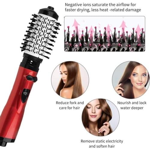2 in 1 Hot Air Brush, with 1.5" Aluminum Barrel and 1" Natural Boar and Nylon Bristle Brush Attachment with Cool Tip
