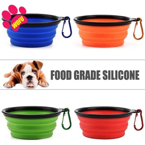WOFUWOFU Silicone Collapsible Dog Bowls, BPA Free Dishwasher Safe, Portable Foldable Expandable Travel Bowl, Food Water Feeding