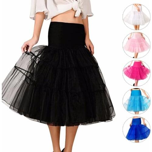 Traditional Knee-Length Skirts for Wedding Three Hoops Underskirts Western Party Crinoline Skirts Colorful Petticoats Three Size