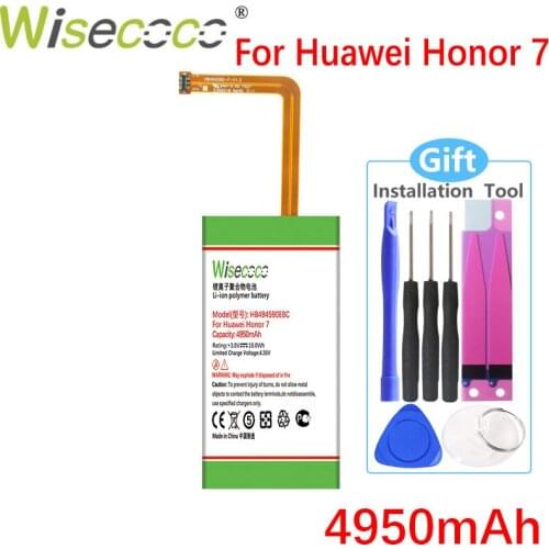 Wisecoco HB494590EBC 4950mAh New Battery For Huawei Honor 7 Battery Glory PLK-TL01H ATH-AL00 PLK-AL10 PHONE