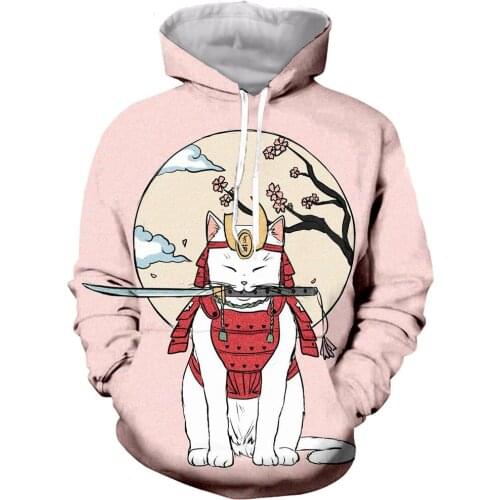 Japanese Samurai Cat Tattoo Fashion Long Sleeves 3D Print Zipper/Hoodies/Sweatshirts/Jacket/Men/women dropshipping