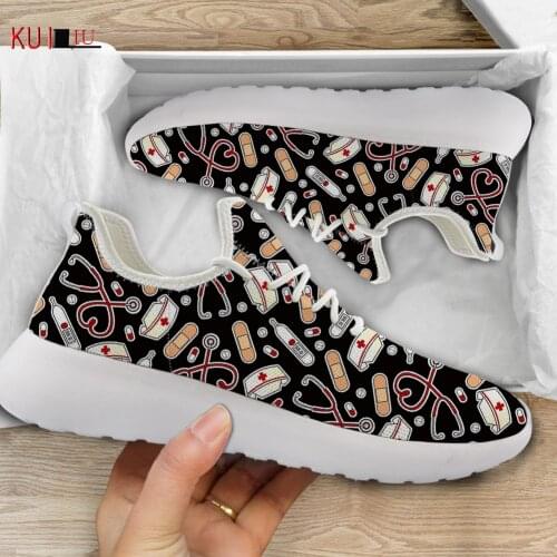 KUILIU Women Men Custom Medical Graphic Print Vulcanized Shoes Breathable Mesh Knitting Sneakers 2021 New Outdoor Sport Footwear