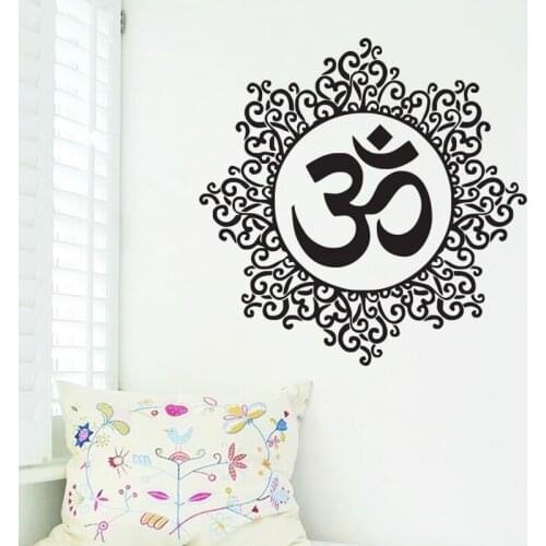 ZOOYOO Living Room Decoration Om Symbol Wall Sticker Mandala Pattern Indian Yoga Home Decor Vinyl Art Murals