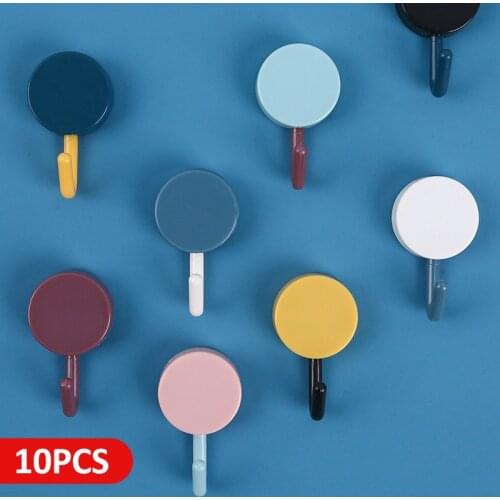 10 pcs Strong Hooks Adhesive Nail-free Hanging Buckle Stickers Waterproof Hanger Home Decoration Kitchen Bathroom Tools