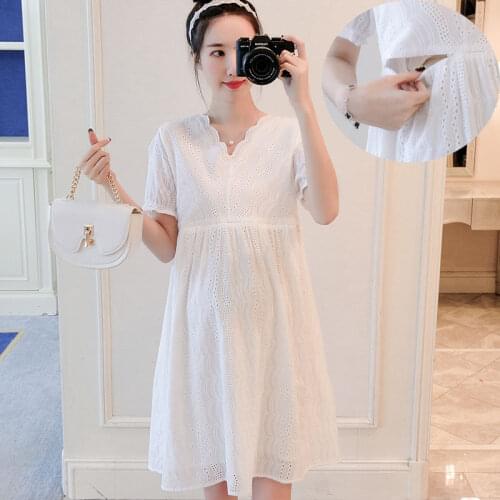 160# Nursing Maternity Clothing V Neck Solid Color Loose Stylish Dress for Pregnant Women Pregnancy Nursing Dress