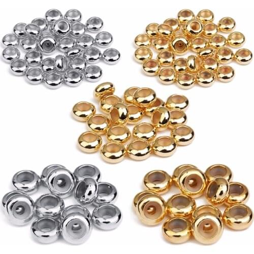 20pcs/lot 1/2/3mm Hole Size Copper With Silicone Inside Spacer Beads For Making Bracelet Necklace Jewelry Accessories