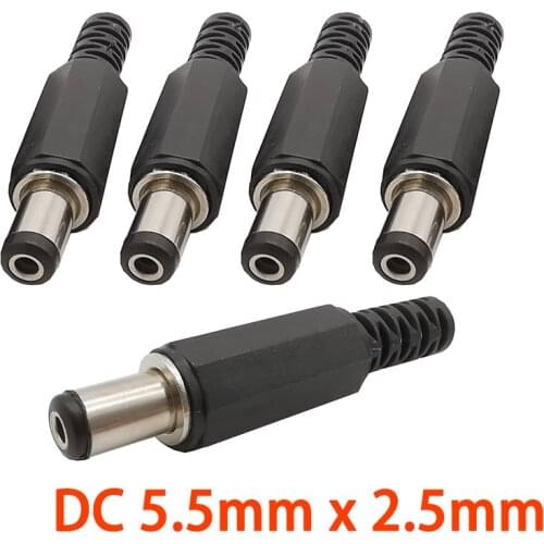 5/10Pcs DC Power Plug 5.5 x 2.5mm DIY Electrical Socket Solder Wire Connectors DC 5.5*2.5mm Male Mount Plug Charge Adapter