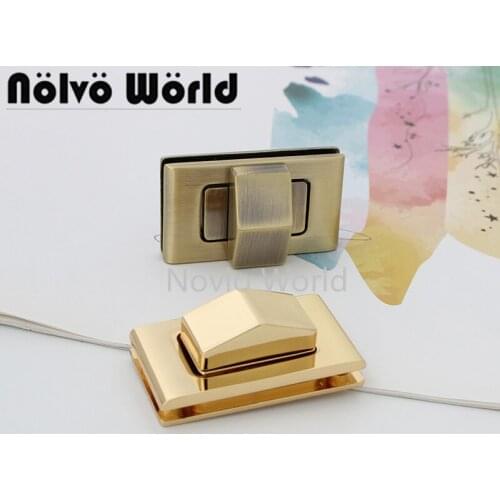 5-20 pieces 3 colors 42X24mm Metal Rectangle Twist Lock for new bag Turn lock DIY Women Purses Hardware Accessories