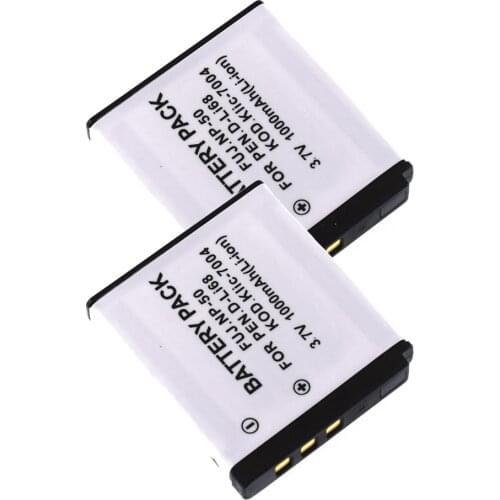 D-LI68 Battery x2 for Pentax Optio S10 S12 A36 A40 Q Q10 VS20