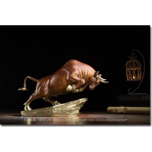 Large 2021 TOP grade Bronze carving Home finance company bring wealth Stock market bull Career Success GOOD luck bull statue
