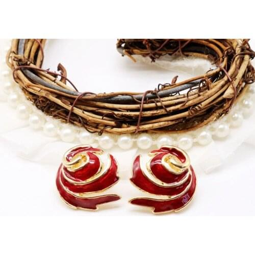 Red Enamel Pretty Earring Ethnic Gift Antique