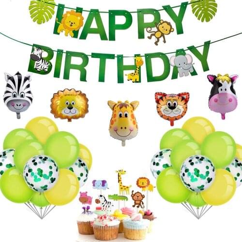 Anniversaire jungle safari birthday party ballon Pinata or Disposable tableware party decoration for baby shower party decor set