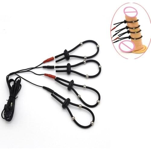 Electric Shock Conductive Silicone Cock Rings ,Electro Shock Therapy Penis Ring Sex Toys Adult Games Masturbator For Men