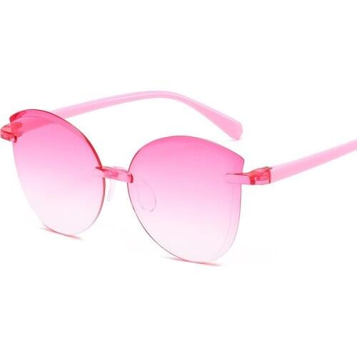 Glitztxunk New Children Sunglasses Boys Girls UV400 2020 Cat Eye Brand Kids Sun Glasses For Girls Fashion Frameless Eyewear