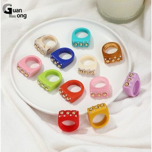 GuanLong Rhinestone Punk Finger Rings for Girls Vintage Accessories Elegant Ladies Rings for Women Jewelry Minimalist Crystal