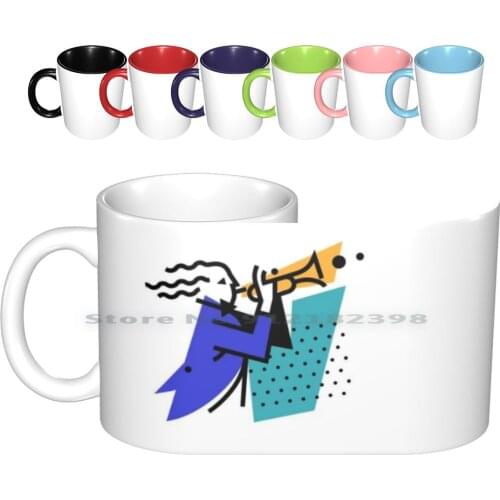 Illustration Of A Musician Trumpeter Ceramic Mugs Coffee Cups Milk Tea Mug Logo Brand Jazz Character Icon Trumpet Music