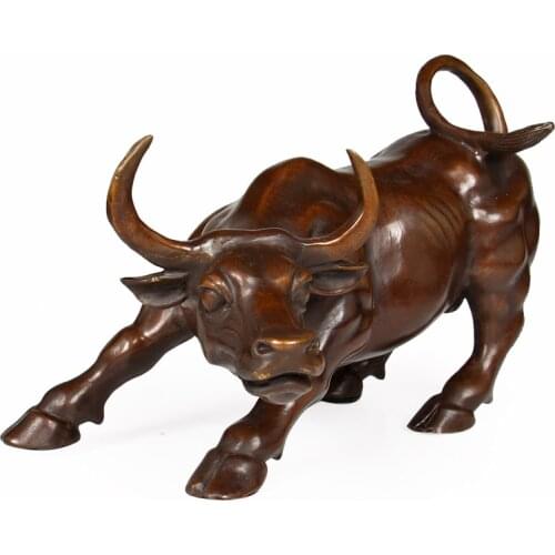 Of twelve zodiac lucky pure bull ornaments Wang Wall Street stock market cattle office living room feng shui crafts