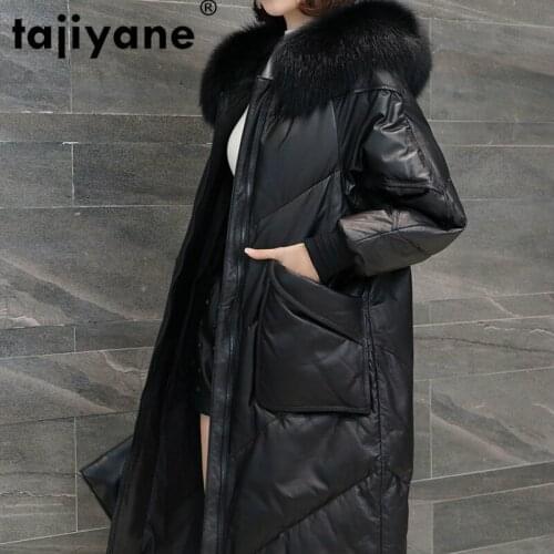 Leather Genuine Real Jacket Fox Fur Collar Autumn Winter Coat Women Clothes 2021 Sheepskin Down Coat Korean Vintage Tops ZT3720