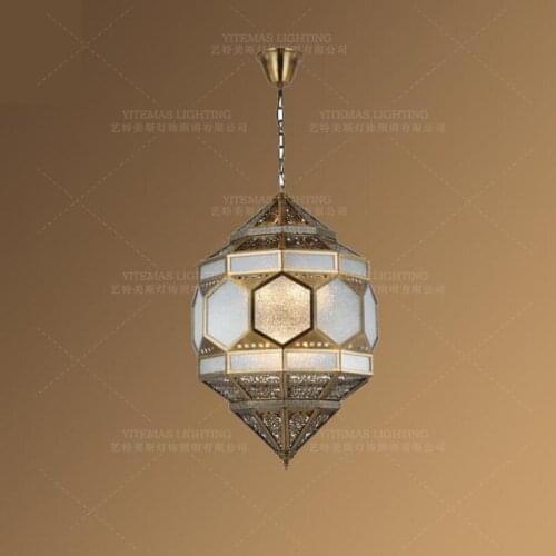 Morocco glass pendant light arabian muslim dining light kitchen vintage brass pendant lamp bedroom antique bronze lighting