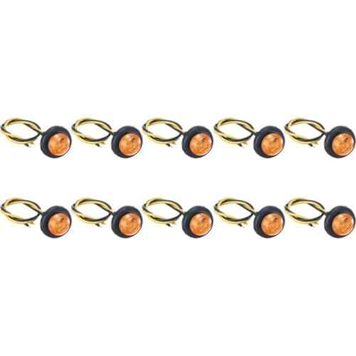 Mayitr 10pcs 3/4" 12V 1W Yellow Small Round Side Marker Lights 3LED Button lamps For Car Truck Trailer Lorry Accessories