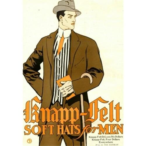 Knapp-Felt, USA (1910) METAL TIN SIGN POSTER WALL PLAQUE