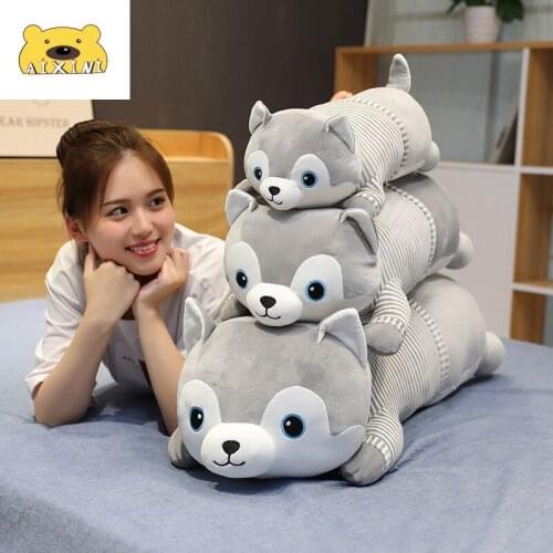 Cute Dog Husky Plush Toys Kawaii Lying Husky Pillow Stuffed Soft Animal Dolls Children Baby Gift Baby Toys Plushie Kawaii Plush