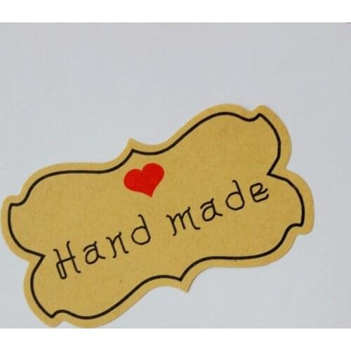 Red heart Hand Made Seal Label Sticker for Handmade Product Packaging, gift Stickers