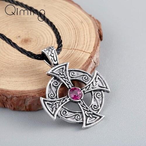 New Celtic Necklace Sun Solar Cross the Ancient Jewelry Cross Men Viking Jewelry Best Friend CZ Zircon Crystal Women Necklace