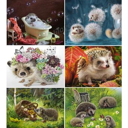 New Year 5D Diamond Painting Full Square Diamond Mosaic "Hedgehog dandelion" 3D Diamond Embroidery Christmas Decoration FG1574