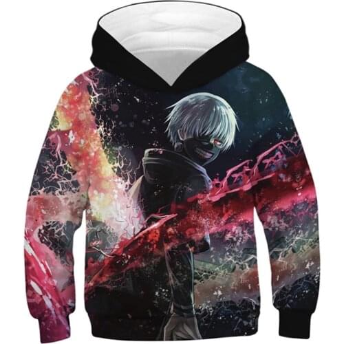 2020 Autumn Winter Kids Tokyo Ghoul 3D Sweatshirts Boys Girls Anime Kaneki Ken 3D Print Hoodies Children Pullover Clothes Tops