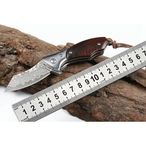 Outdoor Folding Knife EDC Portable Hiking Camping Tactical Knife Convenient And Durable Fruit Knife Sharp Damascus Steel Blade