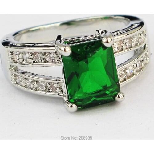 Stunning Fashion 3.68CT Green&Blue Zircon Heavy Silver Color Ring #1230,53 size 6 7 8 9 10