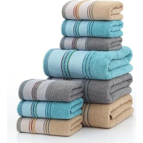 Drop Shiping New Hot 100% cotton Towel set bath towel and face towel set soft bath face towel hand towel Bathroom towel sets 3pc